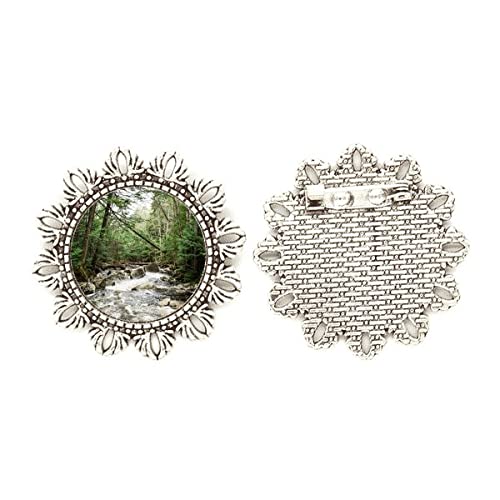 Broche de plata con flor de agua hecho con diseño de ciencia y naturaleza tamaño medium