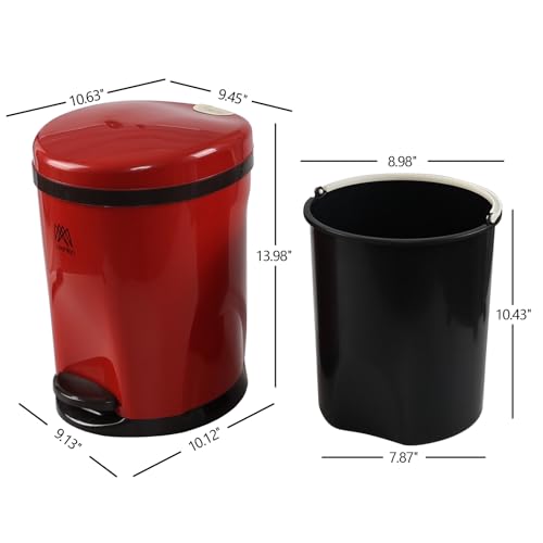 Caneca de basura redonda pequeña con pedal 2.6 gal, roja miniatura 2