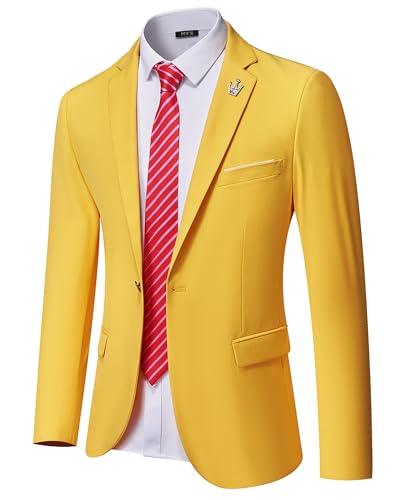 MY'S Men's One Button Jacket Blazer, Slim Fit Suit Casual Lightweight Sport Coat