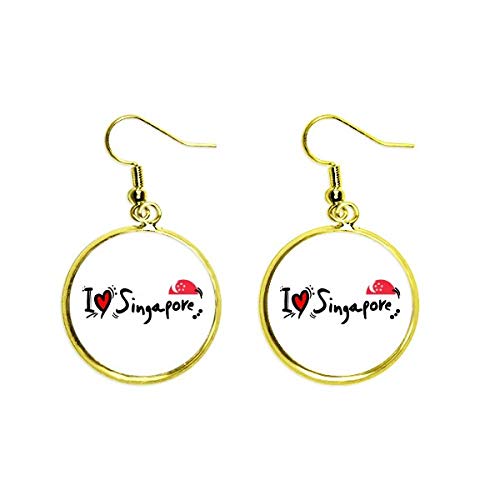 Pendientes de Singapur con diseño de corazón para cenas especiales y eventos culturales de mujer