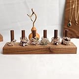 GemeShou wood ring storage jewelry organizer for woman, jewelry ring holder with 6 cones for jewelry selling, cute small ring display stand【Ring organizer-6 cones】