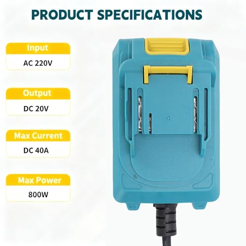 YWBL-WH Przetwornica Napięcia AC 220 V na DC 20 V, Adapter Narzędziowy do Akumulatora Litowo-jonowego o Dużej Mocy 800 W z Zabezpieczeniem Przed Zwarciem i Przegrzaniem Nadprądowym, do