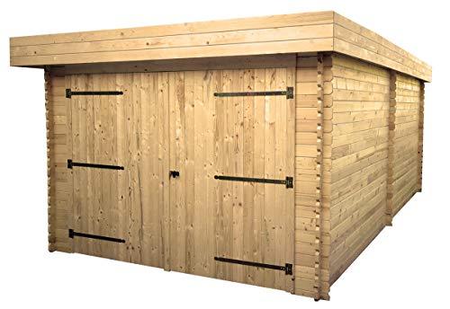 Habrita Foresta Garage Toit Plat Madriers emboîtés