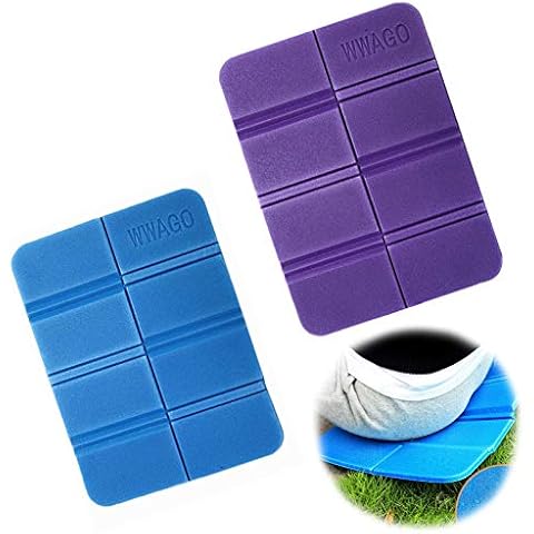 2Pcs Moisture-Proof Folding Seat Mat XPE Portable Waterproof Outdoor Cushion Foldable Sit Mat for Hiking Tourism Camping Park Picnic(Purple+Blue) Cover