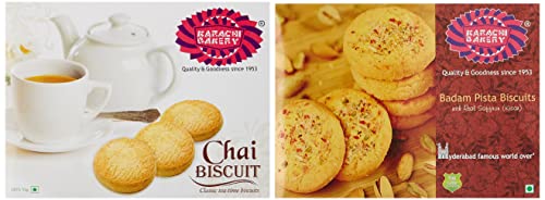 Image of Karachi Bakery Chai Biscuit, 400g & Karachi Bakery Badam Pista Biscuits, 400g