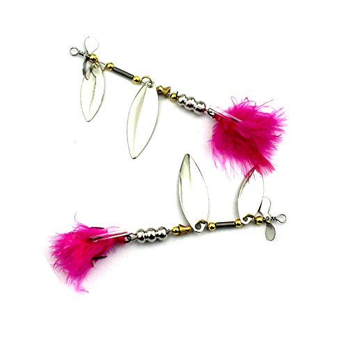 LENPABY 5PCS Feather Fishing Hooks,Rooster Tail, Fishing Spinner Spoon Lures Rotatable Inline Bass Trout Fishing Tackle Baits 10CM-11.3G Spinners,Spinnerbaits,Blade Spinner Baits