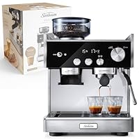 Sunbeam Origins Dual Espresso Machine | Coffee Machine w/built-in Conical Burr Grinder & Anti-static Technology, Dual Thermoblock System for Simultaneous Brewing & Steaming, Stainless Steel EMM7300SS