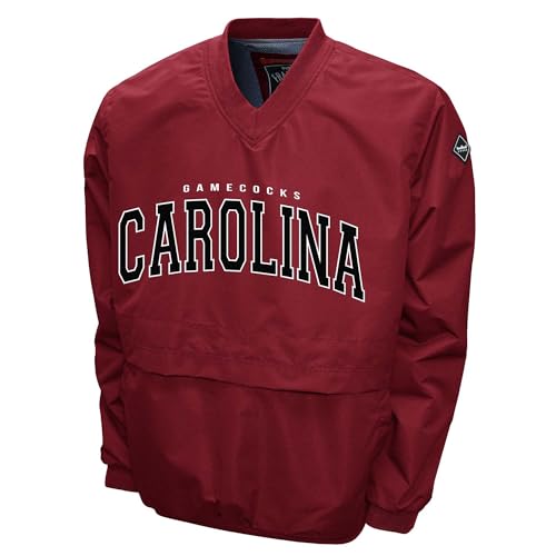 2Bhip NCAA Carolina Gamecocks Adult Lightweight V-Neck Windbreaker Wind Shirt Pullover Jacket For Men