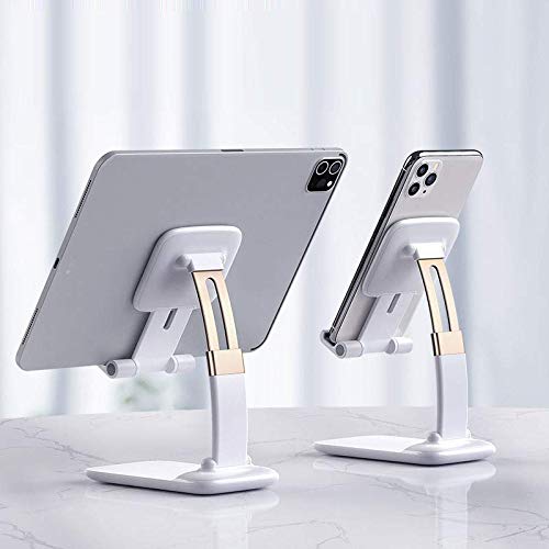 MEI JIA Adjustable Folding desktop Holder uper Stable Compatible with All Mobile Phones Stand iPad Tablet Nintendo Switch etc (White)