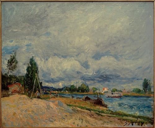 Affiche les Bords du Loing d'Alfred Sisley en toile 60x90cm pour une décoration murale élégante