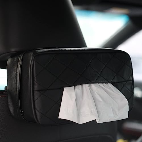 SENYAZON Standard Tissue Holder 120 Tissues Box Cover for Car Backseat Extra Large Tissue Organization Fit for Daily Use (Black)