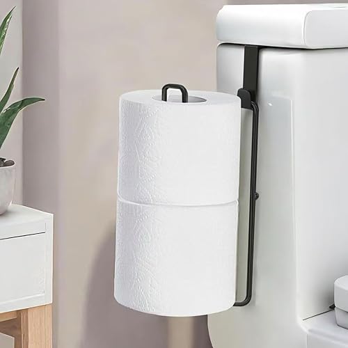 Matte Black Toilet Paper Holder Wall Mount Storage Extra 2 Roll Tissue Over The Tank Toilet Paper Holder Tissue Holder for Bathroom Organizer Small Bathroom Essential for New Home 1Pcs