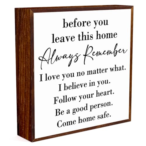 Inspirational House to live in Farmhouse, Entryway Decor Wooden Box, Always Remember You are Braver Than You Think Rustic Wood Block Plaque Box Sign for Family Friends Shelf Table Decoration. (white)
