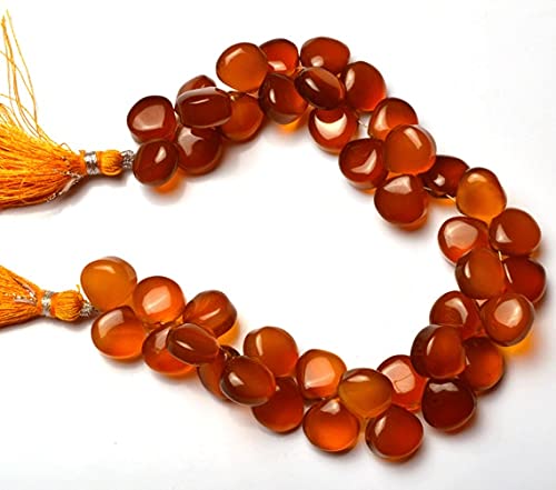 LKBEADS 1 pasmo naturalne 20 cm długości pasma, wspaniałe chalcedon gładkie koraliki w kształcie serca briolette 10 do 11 mm