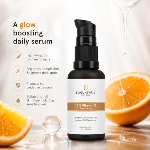 Image of 10% Vitamin C Face Serum with Glutathione, Hyaluronic Acid, Avocado Oil and Niacinamide, 30 ml