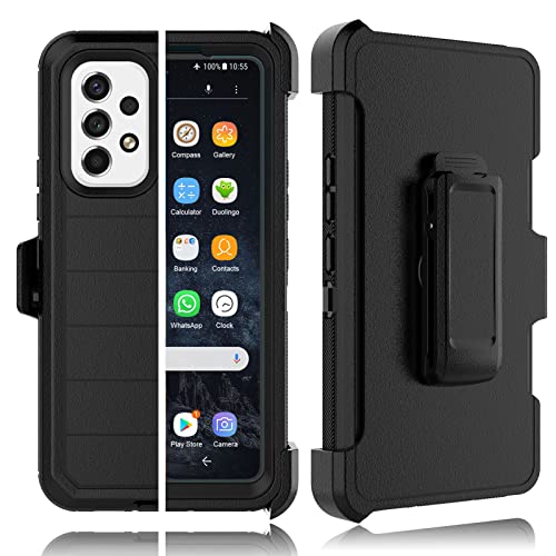 Tekcoo Case for Galaxy A53 5G with [Built-in Screen Protector] Holster Locking Belt Clip [Military Grade 12FT Drop Tested] Full Body Carrying Kickstand Cover for Samsung Galaxy A53 5G - Black