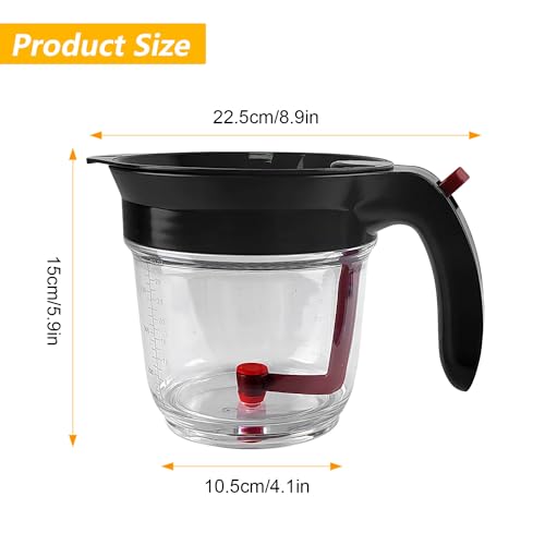Fetttrennkanne, Cup Fettabscheider, Ölsieb, Robust und Einfach zu Bedienen, Effizienter Fetttrennkanne, Einfach zu Säubern, Ölfiltertopf, für das Abschöpfen von Fett aus Soßen und Suppen