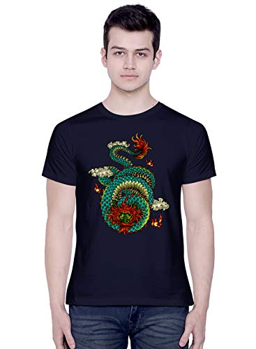 Image of CreativiT Graphic Printed T-Shirt for Unisex Dragon Tshirt | Casual Half Sleeve Round Neck T-Shirt | 100% Cotton | D00207-32