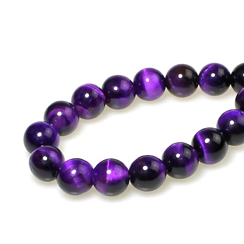 MJDCB Round Stone Beads 4mm Purple Tiger Eye Stone Loose Gemstone Beads for Jewelry Making Bracelet Necklace 85pcs - Image 2