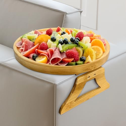 Collapsible Wooden Sofa Side Table Tray, Folding Coffee Table, Armchair Tray, Sofa Arm Table, Portable Clip-On Tray