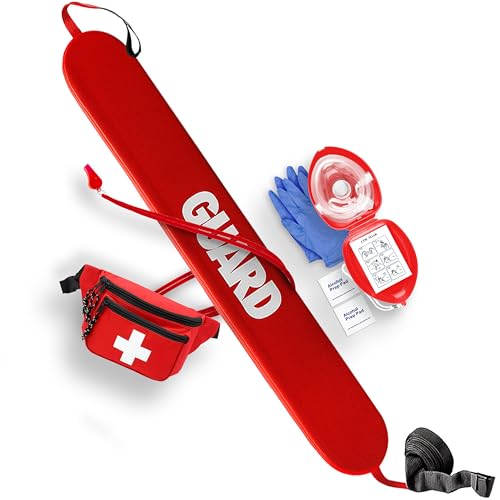 ASA TECHMED Lifeguard Rescue Tube with Matching Whistle Medical CPR Mask Lifeguard Fanny Pack-Aid Hip Pack - Ensuring Water Safety on Beaches Pools Waterfronts - Baywatch Style