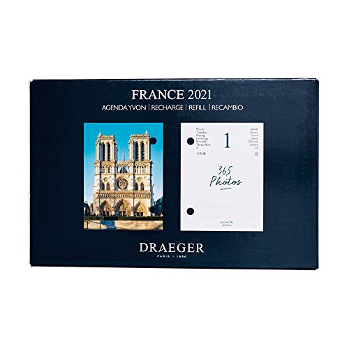Draeger - Recharge Éphéméride Agenda Yvon France 2021-365 Jours et 365 Photos - Agenda France 2021 en 7 Langues - Papier Certifié FSC Mixte