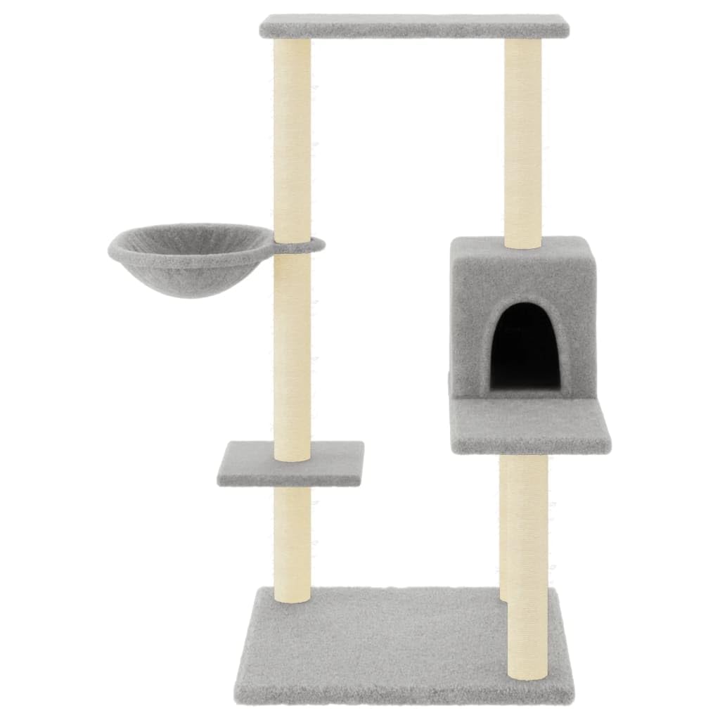 ShGaxin Rascador para Gatos con Postes de sisal Gris Claro 95 cm, Rascador Gato, Arbol Rascador para Gatos, Gatos Accesorios, Torre Gatos, Arranhador para Gatos, Casa para Gatos