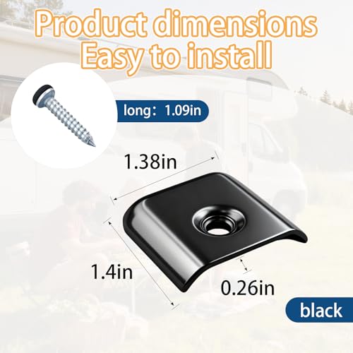 Image of 6 Pack Aluminum RV Bumper end Cap for RV Camper Trailer Vinyl Trim Molding 1 inch with Screws (Black)