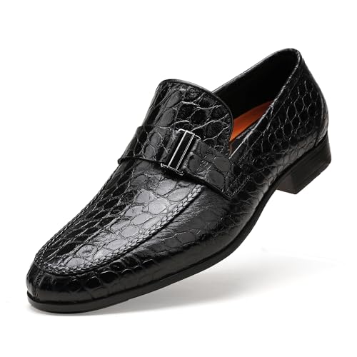 Classic Leather Dress Shoes for Men, Premium Alligator Printed Bussiness Dress Slip on Loafer for Mens2