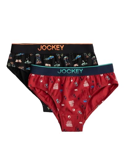 Image of Jockey PB04 Boy's Super Combed Cotton Elastane Stretch Printed Brief with Ultrasoft Waistband (Pack of 2)