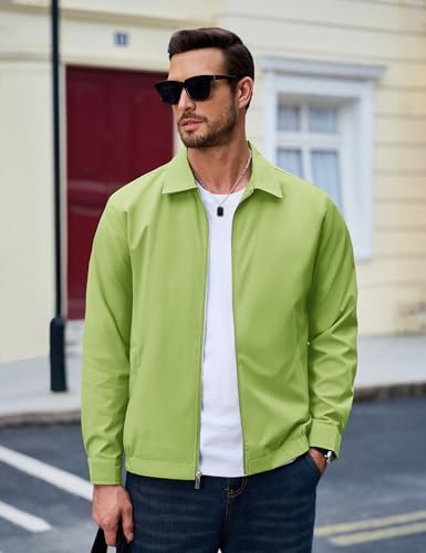 Image of MAGCOMSEN Men's Lightweight Jackets Full Zip Up Light Coat Laydown Collar Jacket Casual Windbreaker Jacket with Zip Pockets