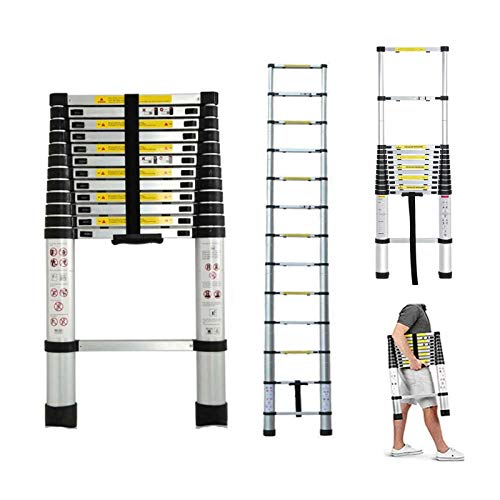 3.8M 12.5FT Aluminum Telescoping Collapsible Roof Climbing Ladder for Home ...