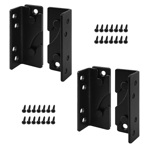 La Mejor Recopilación de Juegos de accesorios para camas - 5 favoritos. 50 Rockgoya Soportes de riel de cama, herrajes de marco de cama negros, juego de 4 paquetes de soportes de cama de madera con tornillos, accesorios de riel de cama, resistentes sin...