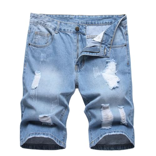 Short en jean pour homme coupe droite vintage et look usé taille moyenne