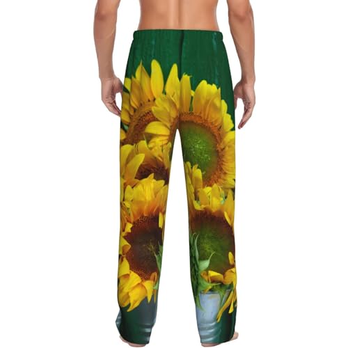 Sunflowers In Bucket For Men'S Lightweight Pajama Pants Adjustable Drawstring & Pockets All-Season Sleepwear2