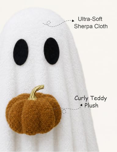 Halloween Decorations Indoor 3.6FT Light-Up Sherpa Ghost with Pumpkin - image 5