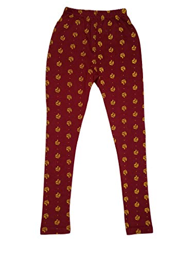 Image of IndiWeaves Girls Wollen Warm Printed Leggings for Winters(Maroon,Black,White,17-18Years) Pack of 3