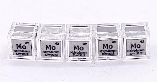 Image of 0.39 inch 10mm Molybdenum Metal Cube Mo up to 99.9% Pure Periodic Table Element Engraved Density Collection Science Education Display Block Cube + Acrylic Case Box - 1PC