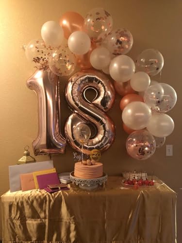 Image of Number Balloons 11 Balloon Rose Gold for 11th Birthday Decorations, 40 inch | Saturated Color, Large 40 in, With Straw & Hanging Hole, For Back-to-School Season, Wedding, Christmas, New Year, Anniversary