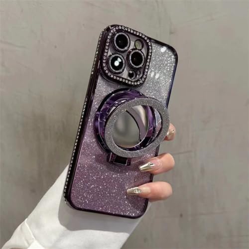 Étui pour iPhone 12 à strass avec miroir intégré pour se maquiller et visionner des vidéos en soirée