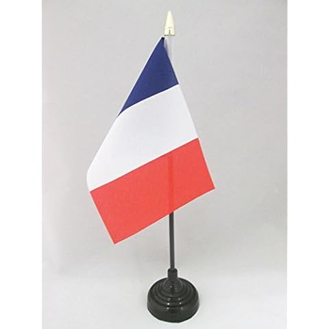 AZ FLAG TISCHFLAGGE Frankreich 15x10cm goldene splitze - FRANZÖSISCHE TISCHFAHNE 10 x 15 cm - flaggen Cover