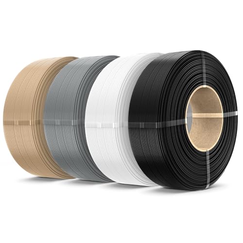 SUNLU PLA+ 2.0 1,75 mm – 4×1 kg (4 kg), spulenlos, Schwarz/Weiß/Grau/Eiche