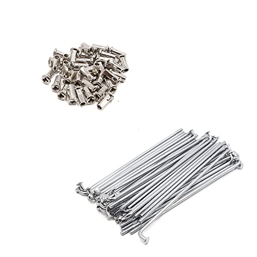 sourcing map 36 Stücke 4 mm Gewindedurchmesser 160mm Motorrad Speichen mit Nippeln Silber