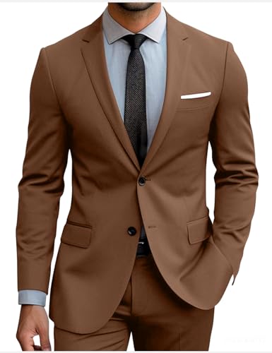 Men Slim Fit 2 Piece Suit Classic Suit for Men Two Button Notch Lapel Dress Suit Jacket Pants Tuxedo for Prom4