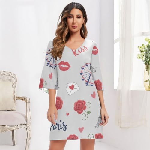 Robe trapèze d'été coupe impeccable gris Paris Roses - 6