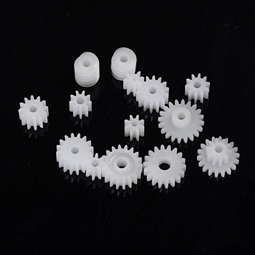80 Pcs Plastic RC Parts Lot, Plastic Gears, Pulley, Belt, Rack Gear Kit Gearbox Motor Gear Set for DIY Car Robot - Thumbnail 5