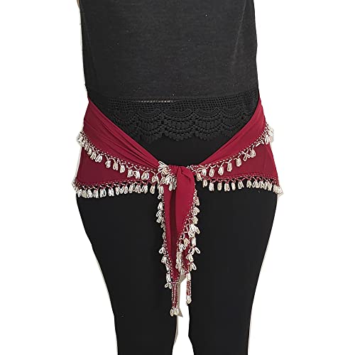 Danse du ventre foulard égyptien triangulaire perles argentées 145cm