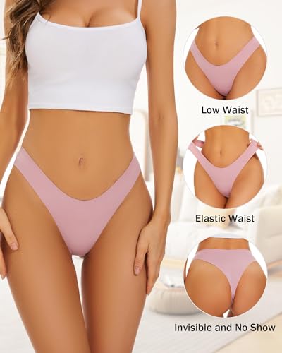 Image of Womens Breathable Seamless Thong Panties No Show thongs Workout Thongs Women Comfortable Thong Underwear Sexy 6 Pack