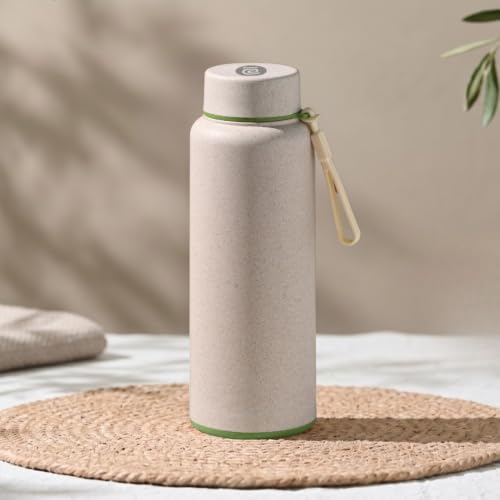 Image of Eha Earth Friendly Hydralife Water Bottle for Office & Schools | 600 ml Stainless Steel Water Bottle for Kids & Adults Made with Rice Husk | Bottle for Men, Women | Leak Proof | 1 Unit