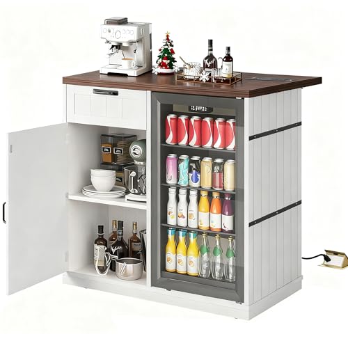 DWVO Coffee Bar Cabinet with Mini Fridge Space, 39.4
